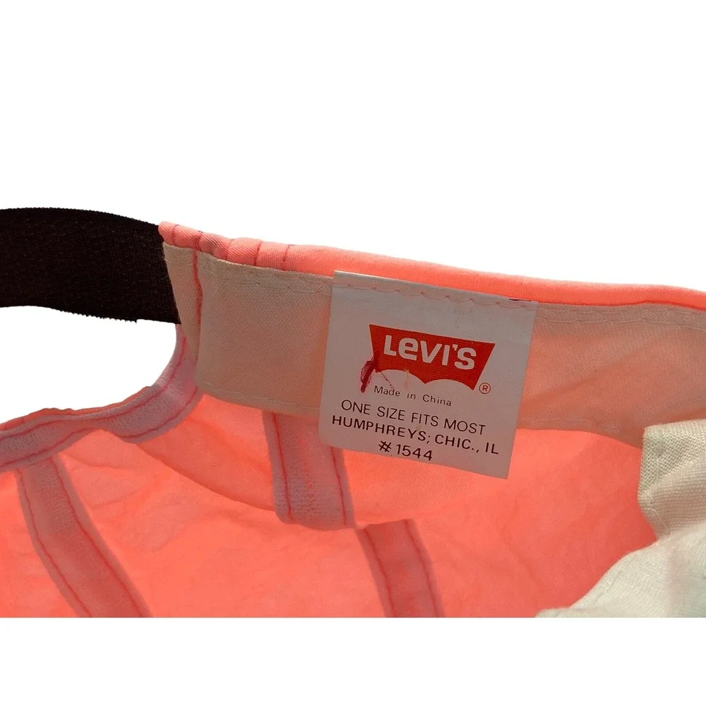 Levi's Florescent Pink Blood Orange Hat Adjustable Strap 5‎ Panel